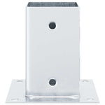 Basi per Pali Quadrate 4 pz Argento 81x81 mm in Acciaio Zincato