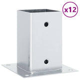 Basi per Pali Quadrate 12 pz Argento 81x81 mm Acciaio Zincato