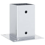 Basi per Pali Quadrate 4 pz Argento 91x91 mm in Acciaio Zincato