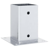 Basi per Pali Quadrate 4 pz Argento 91x91 mm in Acciaio Zincato