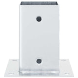 Basi per Pali Quadrate 4 pz Argento 91x91 mm in Acciaio Zincato