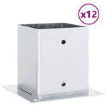 Basi per Pali Quadrate 12 pz Argento 101x101 mm Acciaio Zincato