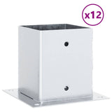 Basi per Pali Quadrate 12 pz Argento 101x101 mm Acciaio Zincato
