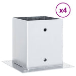 Basi per Pali Quadrate 4 pz Argento 121x121 mm Acciaio Zincato
