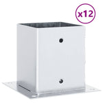Basi per Pali Quadrate 12 pz Argento 121x121 mm Acciaio Zincato