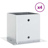 Basi per Pali Quadrate 4 pz Argento 141x141 mm Acciaio Zincato