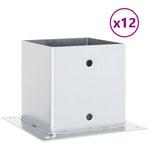 Basi per Pali Quadrate 12 pz Argento 141x141 mm Acciaio Zincato