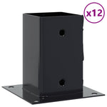 Basi per Pali Quadrati 12 pz 81x81mm Acciaio Verniciato Polvere