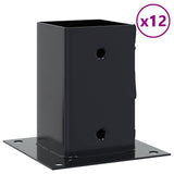 Basi per Pali Quadrati 12 pz 91x91mm Acciaio Verniciato Polvere