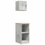 Armadi da Garage 2 pz Grigio Cemento in Legno truciolato