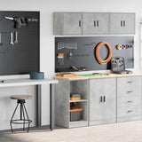 Armadi da Garage 2 pz Grigio Cemento in Legno truciolato