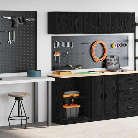 Armadi da Garage 2 pz Neri in Legno truciolato
