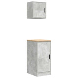 Armadi da Garage 2 pz Grigio Cemento in Legno truciolato