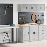 Armadi da Garage 2 pz Grigio Cemento in Legno truciolato