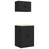 Armadi da Garage 2 pz Neri in Legno truciolato