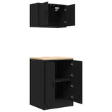 Armadi da Garage 2 pz Neri in Legno truciolato