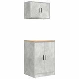 Armadi da Garage 2 pz Grigio Cemento in Legno truciolato