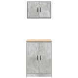 Armadi da Garage 2 pz Grigio Cemento in Legno truciolato