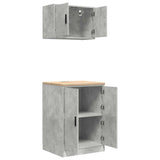 Armadi da Garage 2 pz Grigio Cemento in Legno truciolato