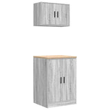 Armadi da Garage 2 pz Grigio Sonoma in Legno truciolato