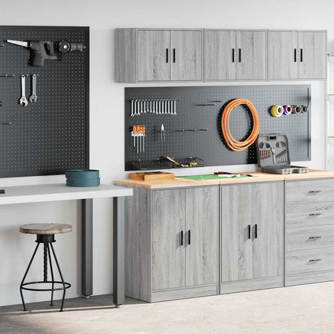 Armadi da Garage 2 pz Grigio Sonoma in Legno truciolato