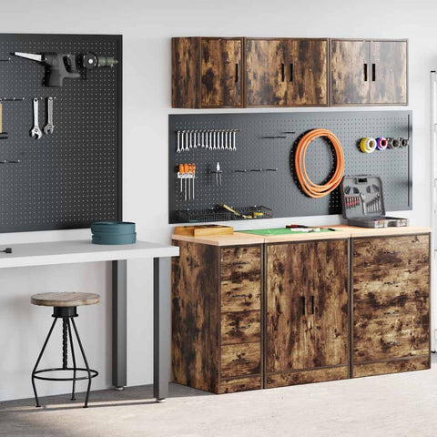 Armadi da Garage 2 pz Rovere Fumo in Legno truciolato