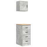 Armadi da Garage 2 pz Grigio Cemento in Legno truciolato