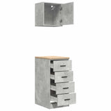 Armadi da Garage 2 pz Grigio Cemento in Legno truciolato