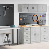 Armadi da Garage 2 pz Grigio Cemento in Legno truciolato