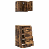 Armadi da Garage 2 pz Rovere Fumo in Legno truciolato
