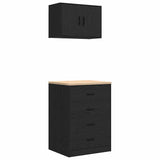 Armadi da Garage 2 pz Neri in Legno truciolato