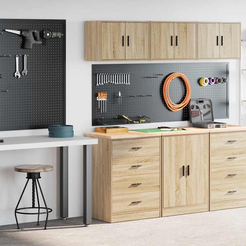 Armadi da Garage 2 pz Rovere Sonoma in Legno truciolato