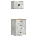 Armadi da Garage 2 pz Grigio Cemento in Legno truciolato