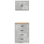Armadi da Garage 2 pz Grigio Cemento in Legno truciolato