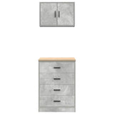 Armadi da Garage 2 pz Grigio Cemento in Legno truciolato