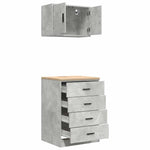 Armadi da Garage 2 pz Grigio Cemento in Legno truciolato