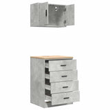 Armadi da Garage 2 pz Grigio Cemento in Legno truciolato