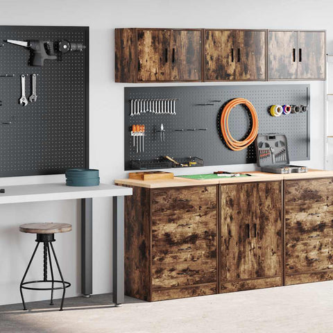 Armadi da Garage 2 pz Rovere Fumo in Legno truciolato