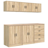 Armadi da Garage 6 pz Rovere Sonoma in Legno truciolato