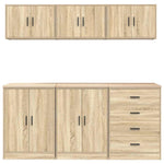 Armadi da Garage 6 pz Rovere Sonoma in Legno truciolato