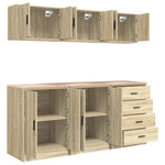 Armadi da Garage 6 pz Rovere Sonoma in Legno truciolato