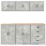 Armadi da Garage 6 pz Grigio Cemento in Legno truciolato