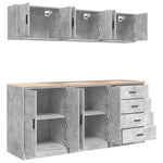 Armadi da Garage 6 pz Grigio Cemento in Legno truciolato