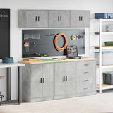 Armadi da Garage 6 pz Grigio Cemento in Legno truciolato