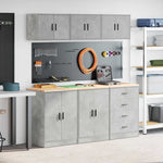 Armadi da Garage 6 pz Grigio Cemento in Legno truciolato