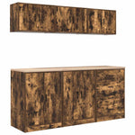 Armadi da Garage 6 pz Rovere Fumo in Legno truciolato