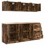 Armadi da Garage 6 pz Rovere Fumo in Legno truciolato