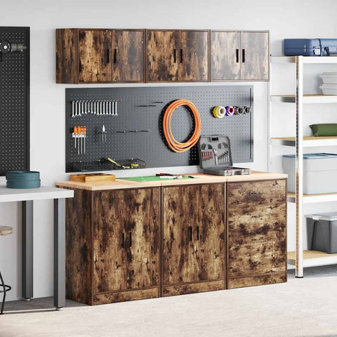 Armadi da Garage 6 pz Rovere Fumo in Legno truciolato