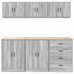 Armadi da Garage 6 pz Grigio Sonoma in Legno truciolato