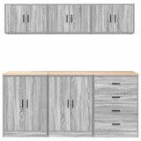 Armadi da Garage 6 pz Grigio Sonoma in Legno truciolato